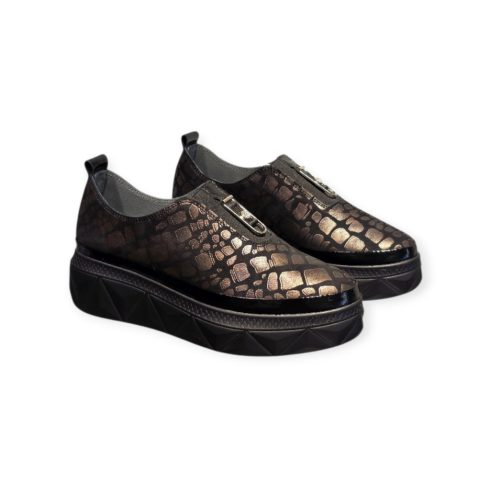 Via Roma bronz mintás cipő - 058 628
